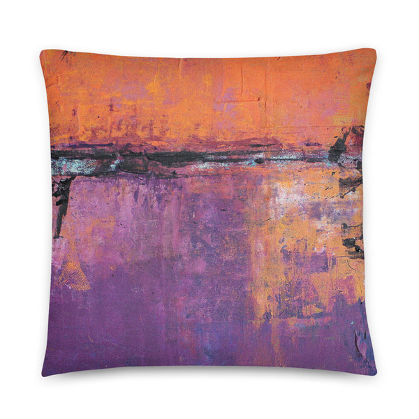 Poetic City - Orange and Purple Throw Pillow