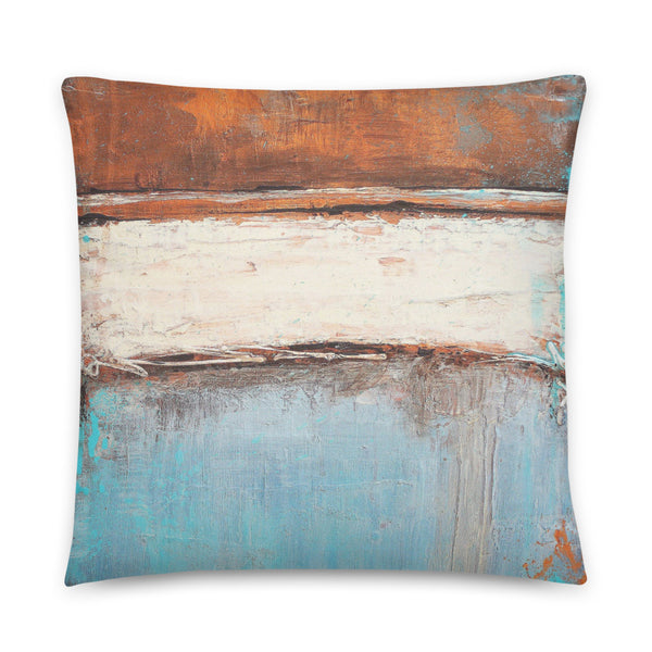 Copper and Blue Throw Pillow