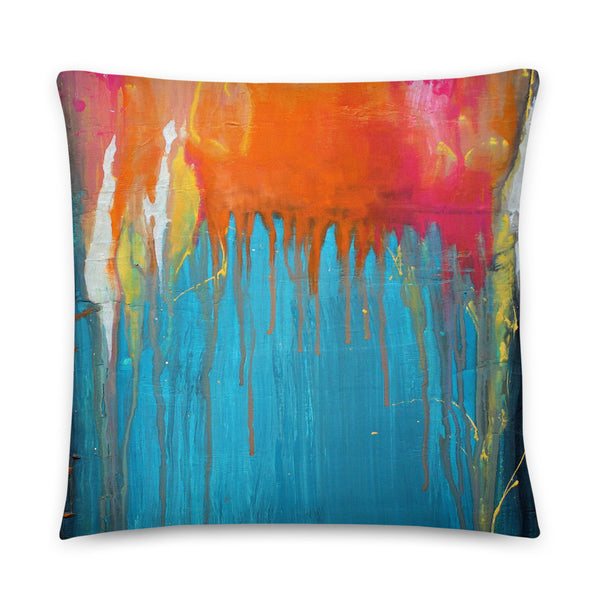 Blue and Orange Abstract Pillow
