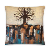 Abstract Tree Throw Pillow – Teal and Brown Home Décor