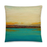 Horizon – Abstract Seascape Print – Blue and White Throw Pillow – Beach House Decor