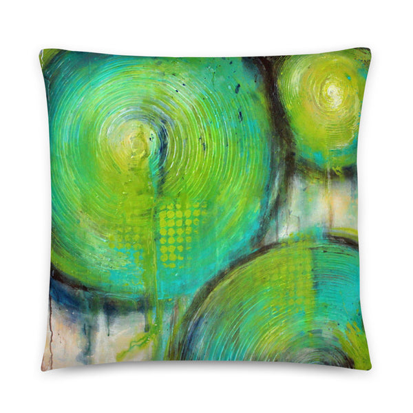 Firefly - Green Circles Throw Pillow