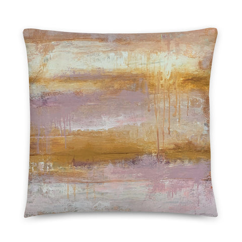 Pink and Yellow Striped Abstract Throw Pillow