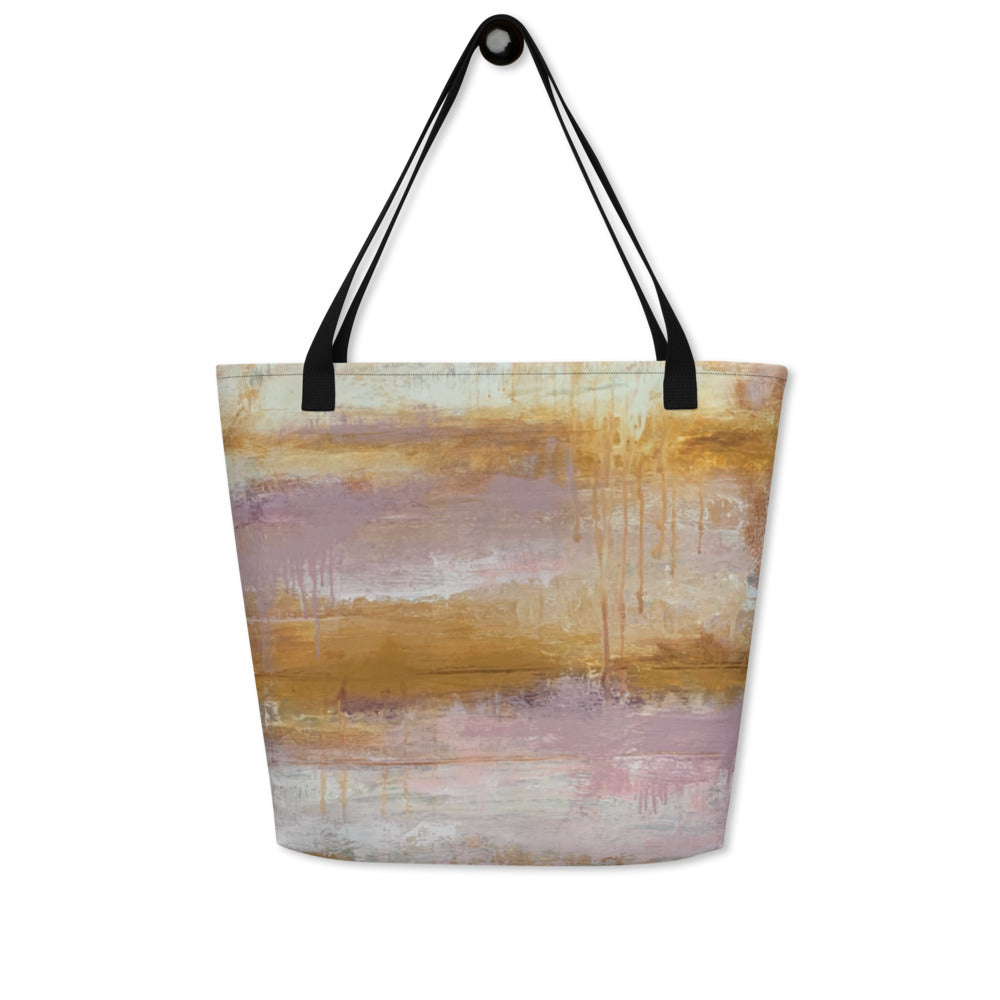 Pink and Yellow Abstract Beach Bag
