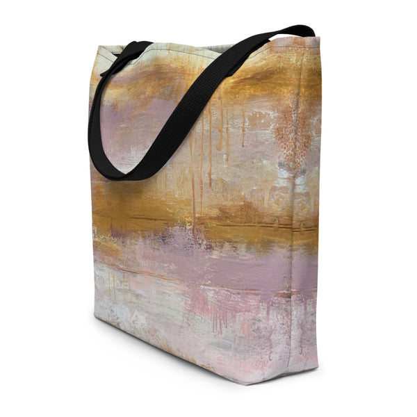 Pink and Yellow Abstract Beach Bag