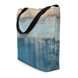 Blue Striped Abstract Beach Bag