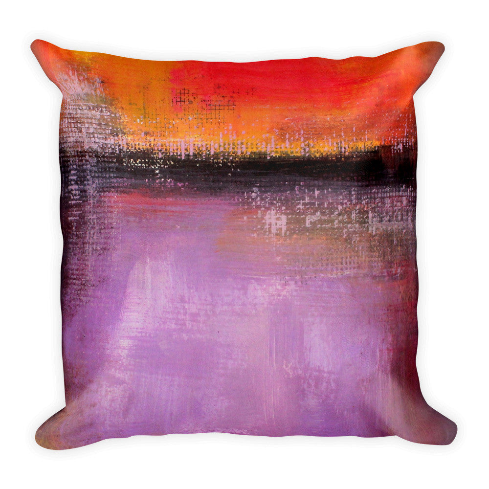 Orange and Purple Pillow – Abstract Landscape - The Modern Home Co. by Liz Moran