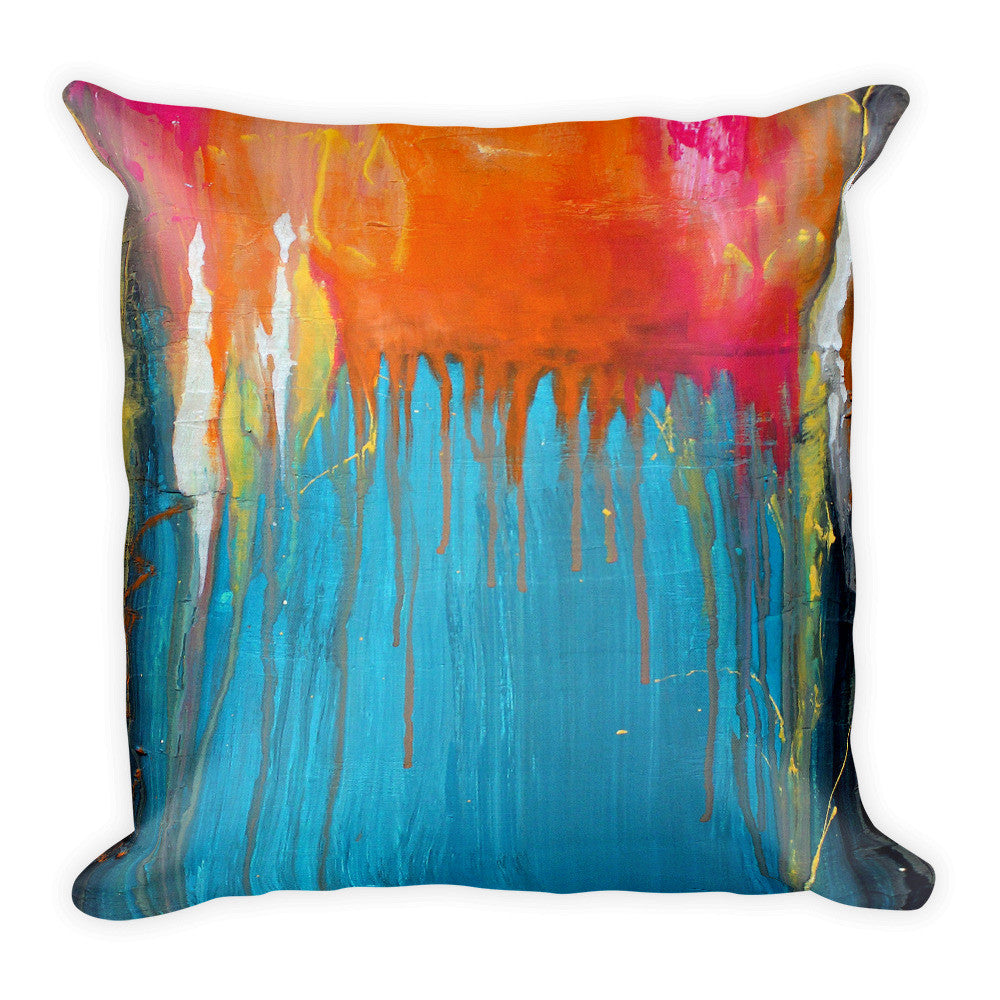 Blue and Orange Abstract Pillow - The Modern Home Co. by Liz Moran