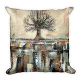 Tree in Brown and Gold Landscape - Natural Throw Pillow - The Modern Home Co. by Liz Moran