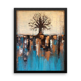 Teal and Brown Tree Art - Framed Poster Print - Wall Decor - The Modern Home Co. by Liz Moran