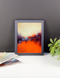 Textured Abstract Landscape – Orange and White Wall Decor - Framed Print - The Modern Home Co. by Liz Moran