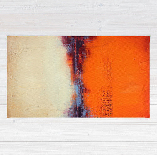 Autumn Landscape Area Rug - Orange and White Rug – Textured Abstract L ...