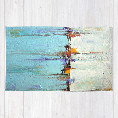 Nautical Area Rug - White and Blue Home Decor– Abstract Seascape - The Modern Home Co. by Liz Moran
