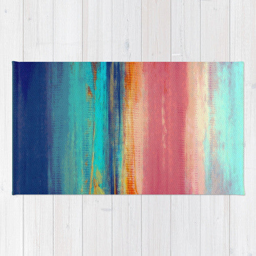 California Surfing Area Rug - Retro Sunshine – Abstract Sea and Sun - The Modern Home Co. by Liz Moran