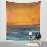 Orange and Blue Wall Tapestry – Large Abstract Wall Decor – Abstract Seascape - The Modern Home Co. by Liz Moran